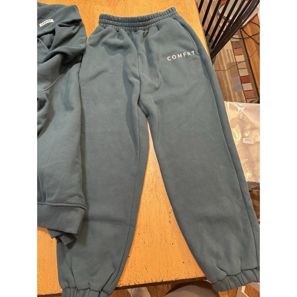 COMFRT Green Heavyweight Set - Hoodie & Sweatpant Joggers Set Size Medium Unisex - Picture 3 of 8